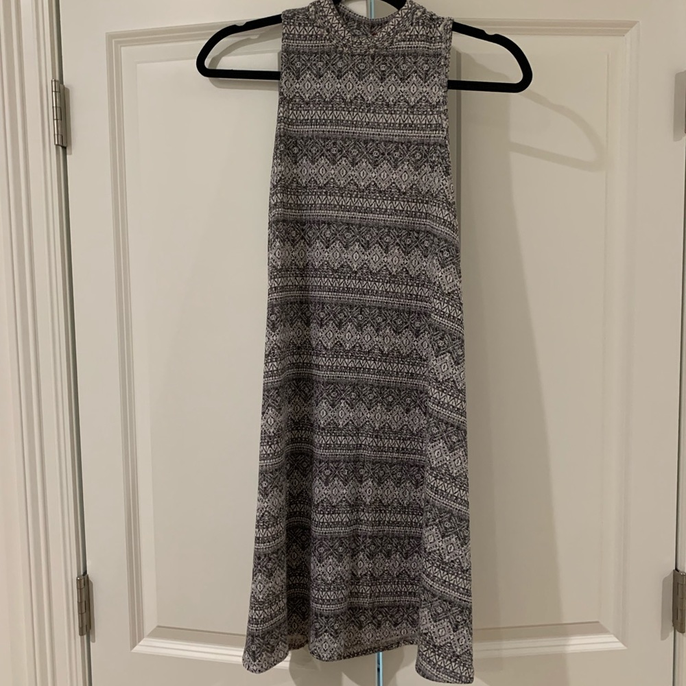 Grey casual high neck dress
